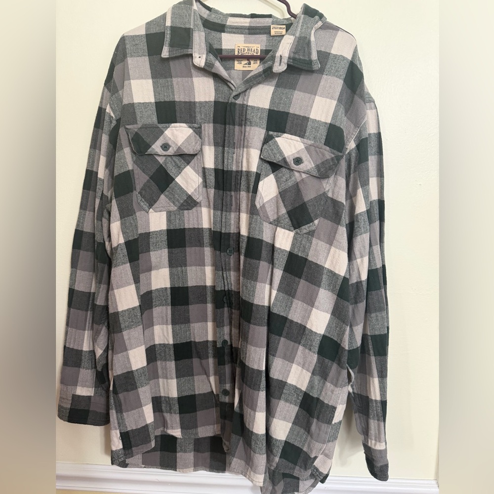 RedHead Black and White Plaid Casual Button Down Shirt